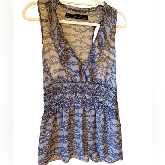 Patterson J. Kincaid Navy and Beige Sleeveless Blouse - Picture 3 of 7